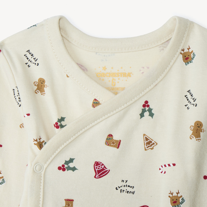 Lot de 2 bodies manches longues de Noël pour bébé garçon avec ouvertures différentes selon l'âge 