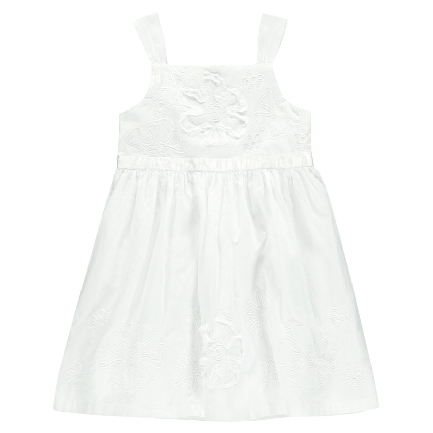 Robe blanche en voile de coton et tulle  