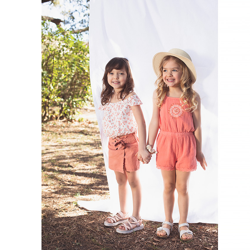 Jupe short en coton avec ceinture à nouer pour enfant fille 