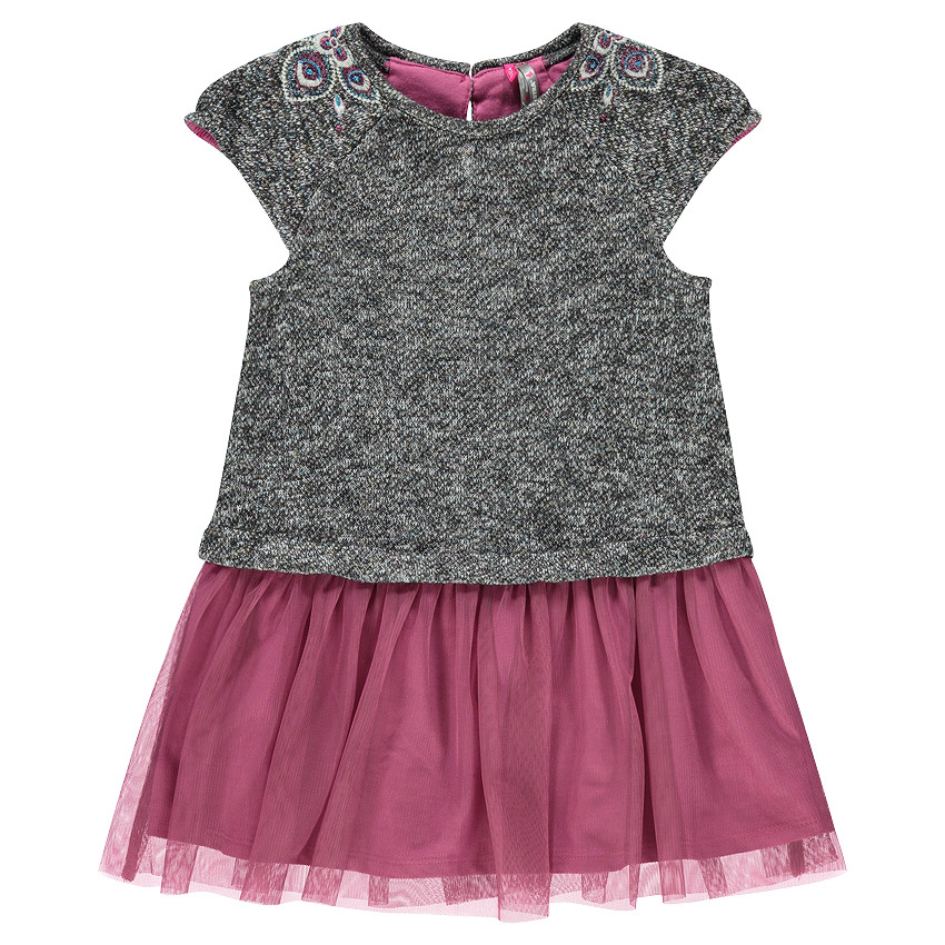 Robe en molleton et tulle effet 2 en 1 avec broderies  