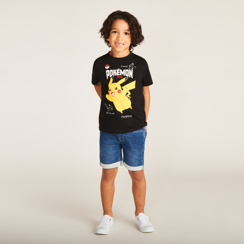 T-shirt manches courtes print Pikachu Pokémon pour garçon