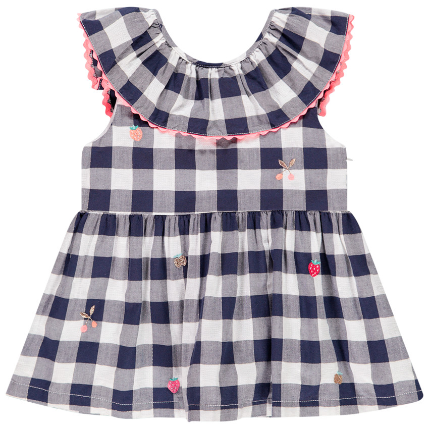 Tunique manches courtes à carreaux pour bébé fille