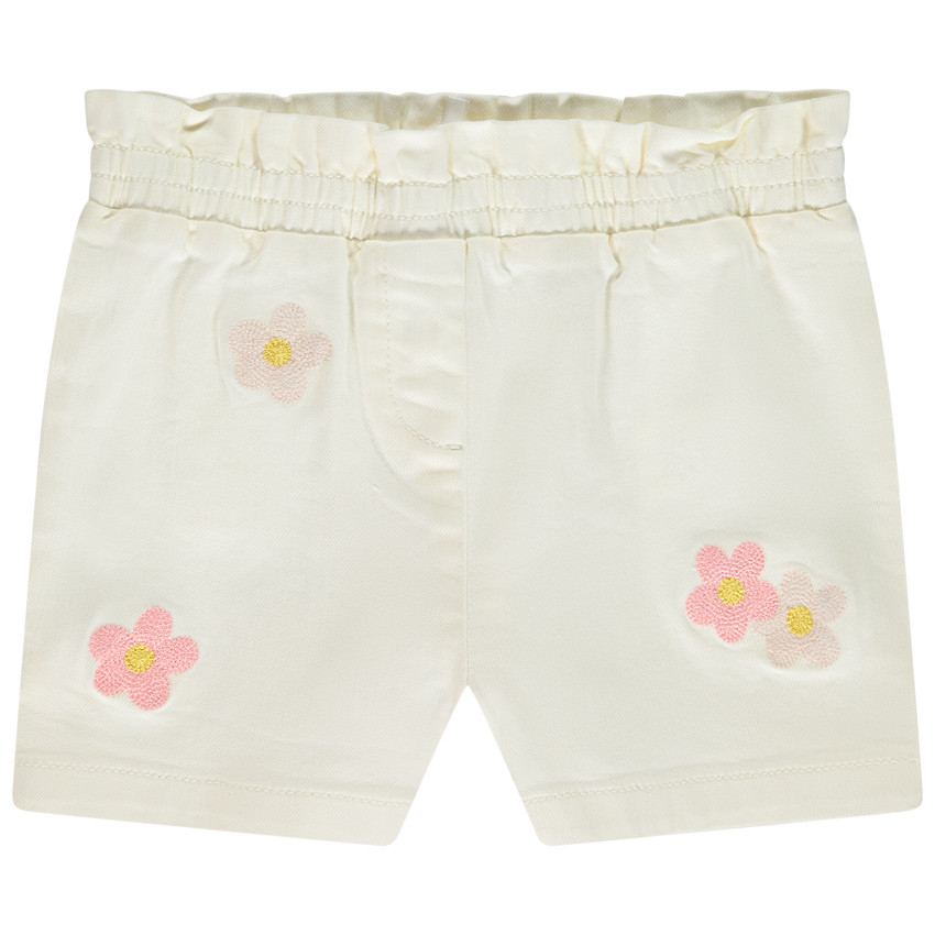 Short en jean avec fleurs brodées pour bébé fille 