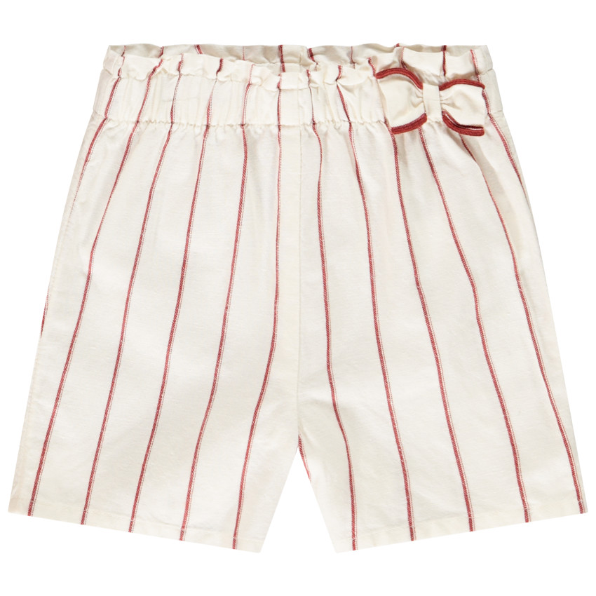 Short à rayures avec noeud à la taille pour bébé fille