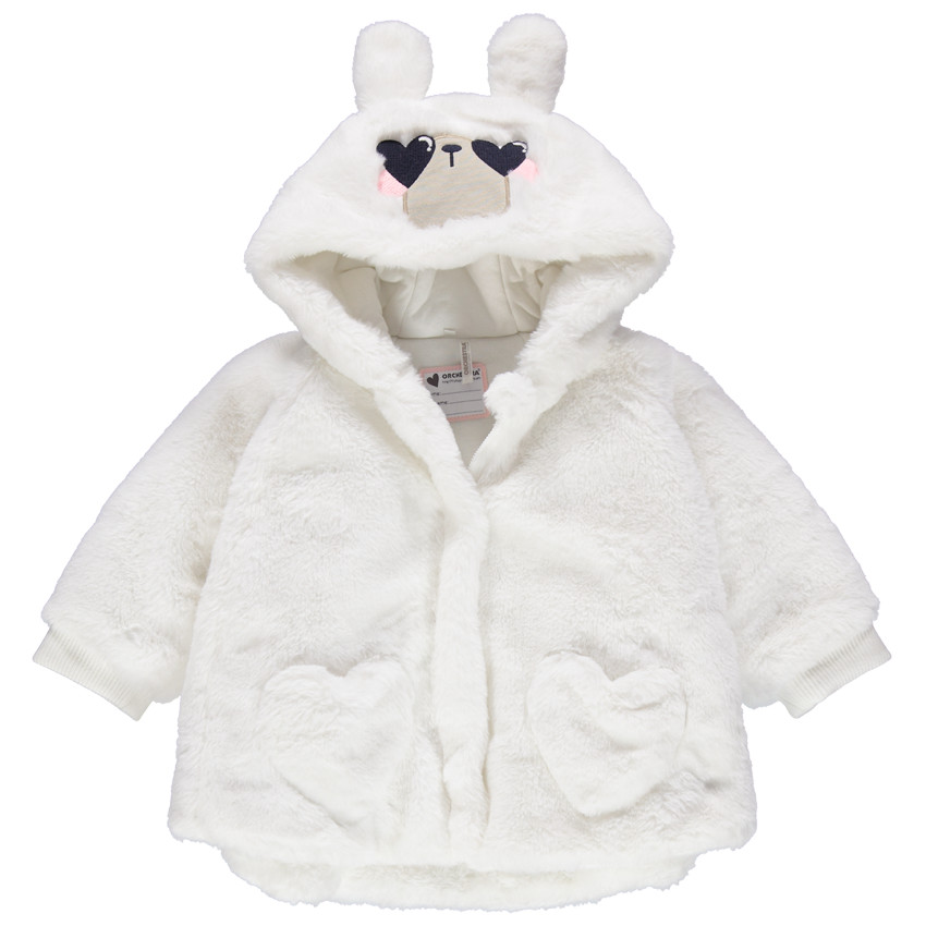 Veste en sherpa forme cape avec capuche à oreilles en relief 