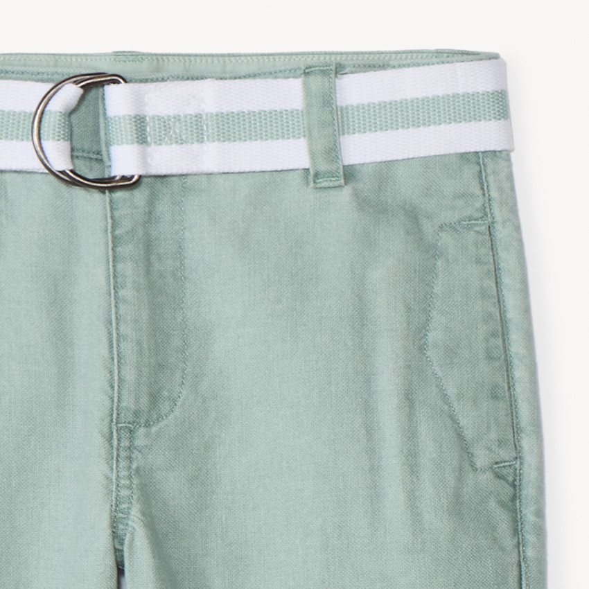 Pantalon droit en toile avec ceinture pour garçon 