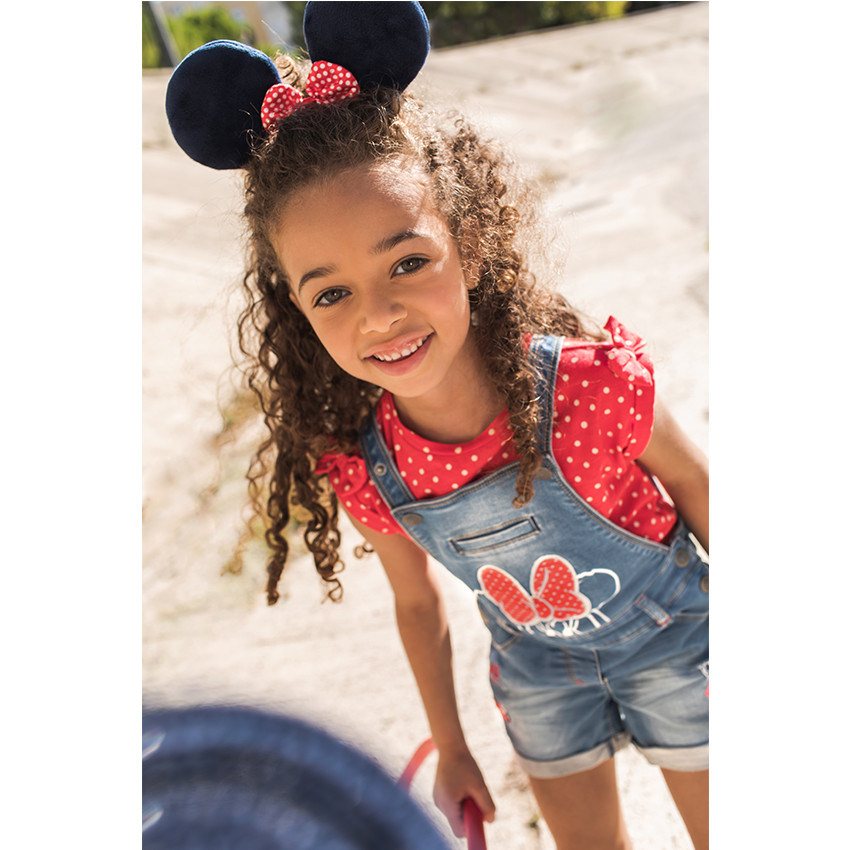 Salopette short en molleton effet jeans Disney print Minnie 