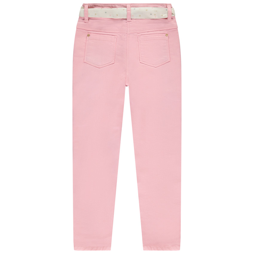 Jean slim uni avec ceinture foulard à nouer pour fille  