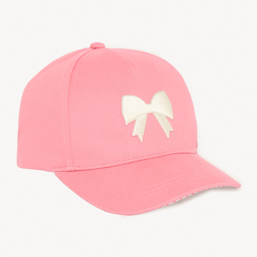 Casquette rose uni avec broderie nœud en relief pour fille
