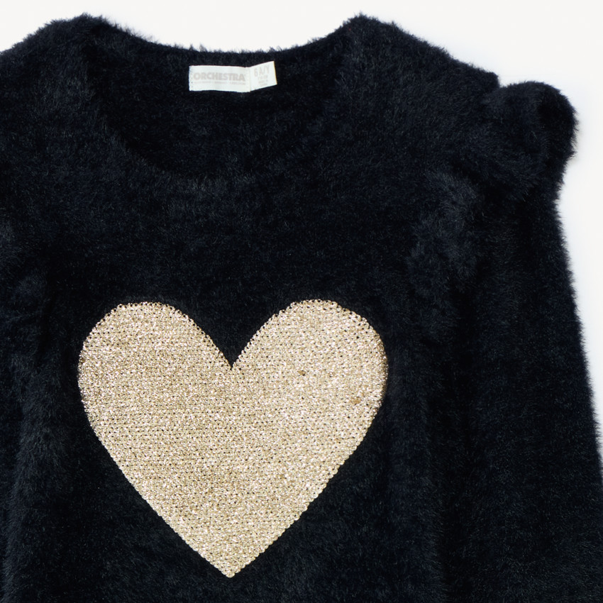 Pull pelucheux en tricot et volants fantaisies pour fille  