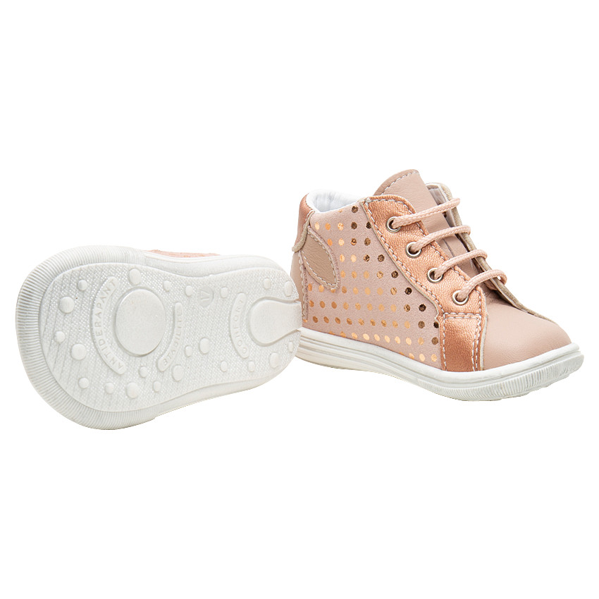 Bottillons en cuir à lacets avec pois brillants printés 