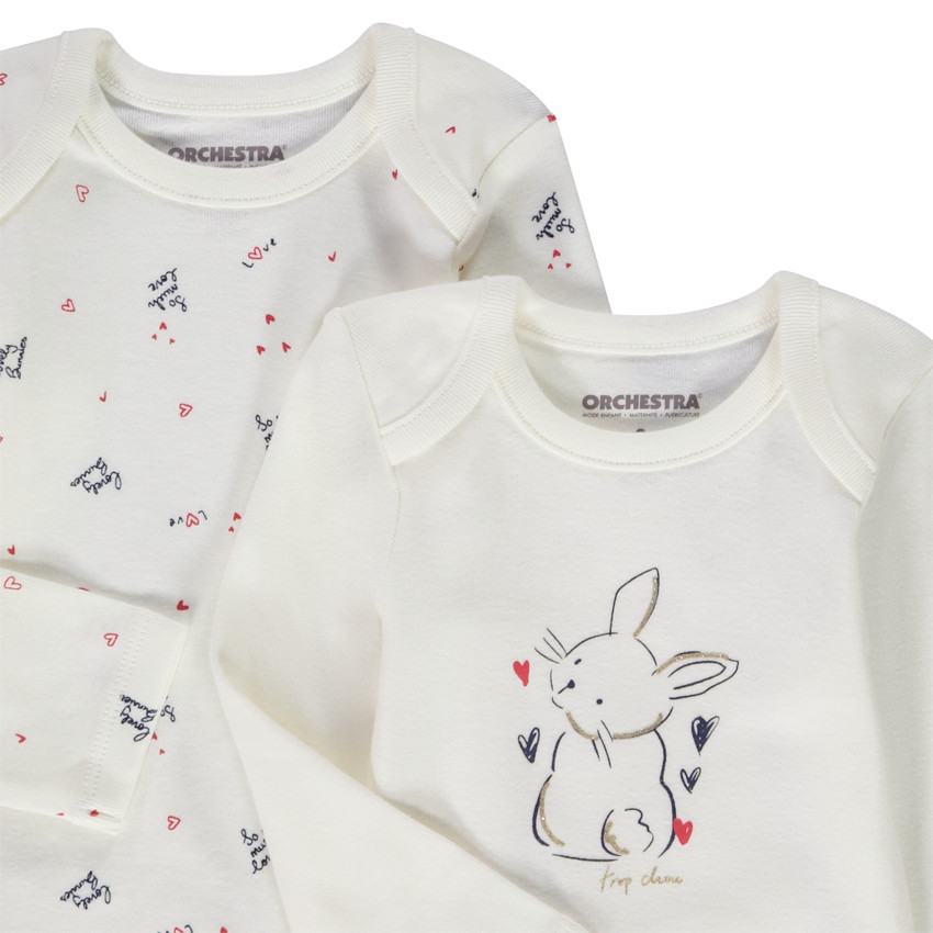 Lot de 5 bodies manches longues en jersey pour bébé fille 