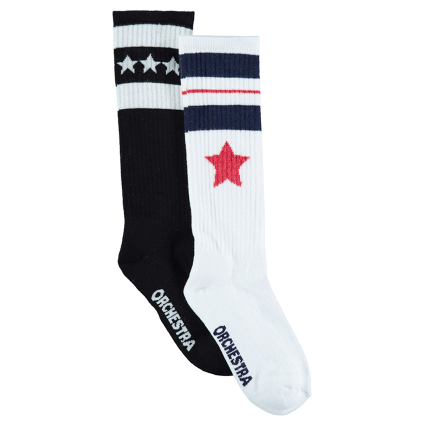 Lot de 2 paires de chaussettes hautes assorties avec étoiles en jacquard 