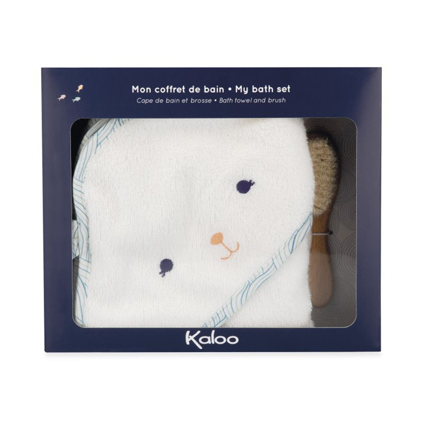 Coffret de bain - cape de bain bambou + brosse Blanc 