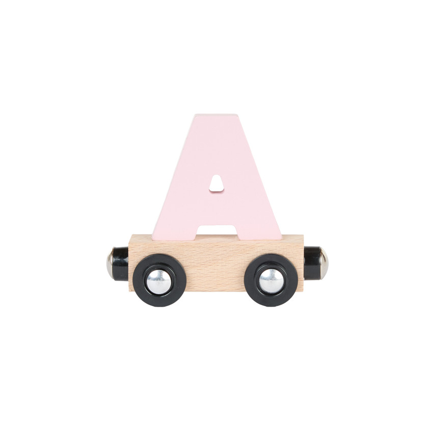 Lettre "A" wagon en bois - rose 