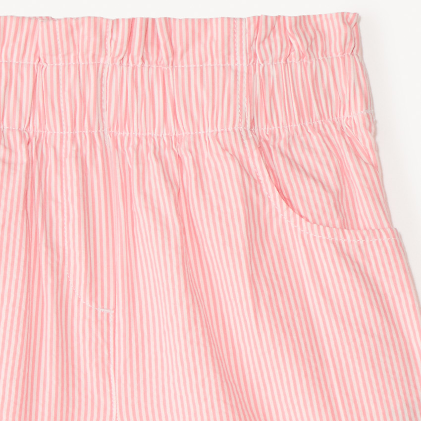 Short paperbag en toile rayée pour fille 