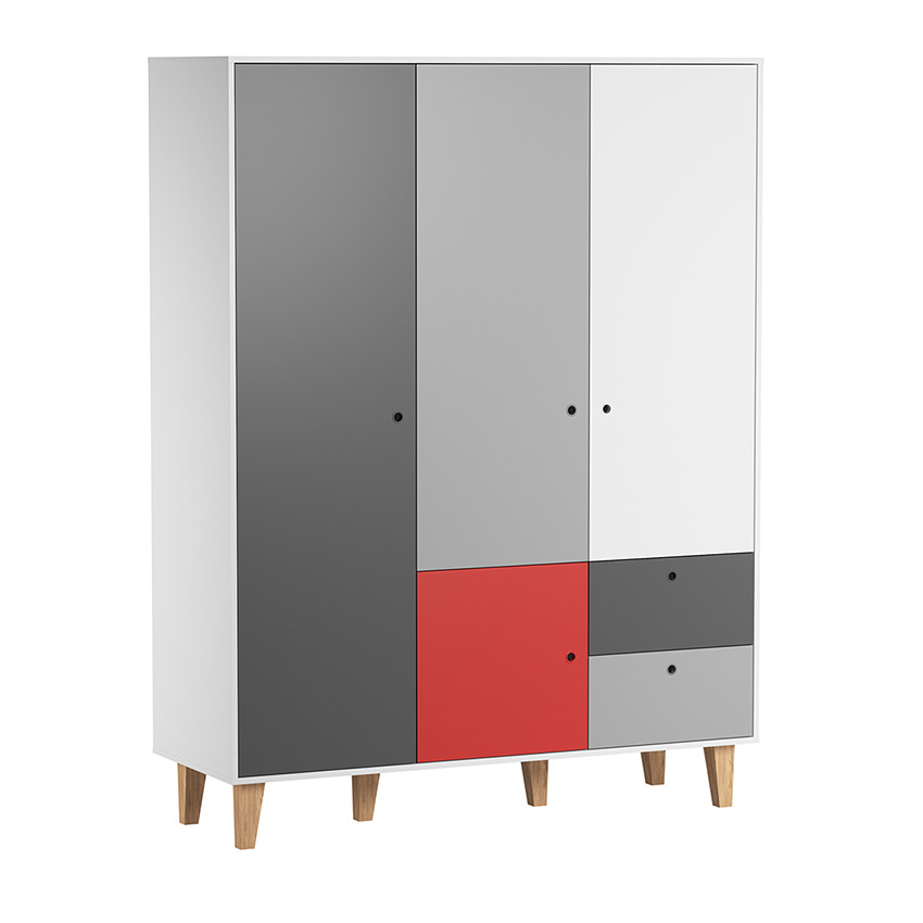 Armoire 3 portes Concept - Rouge 