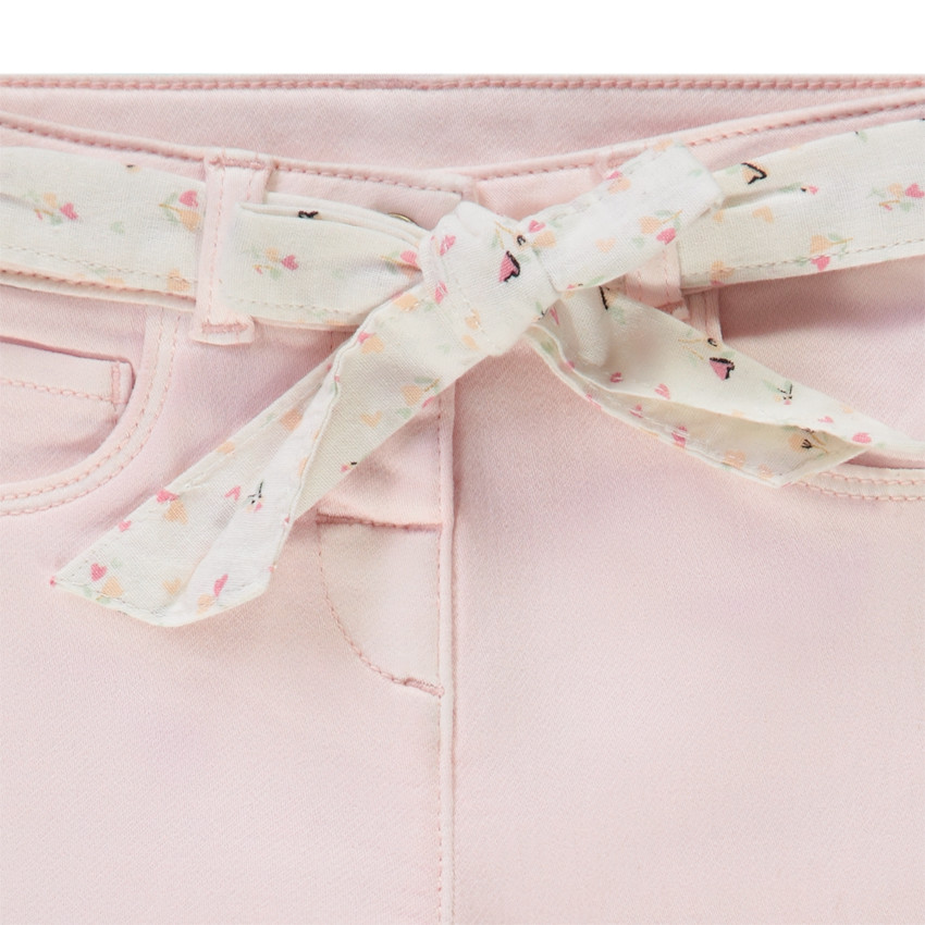 Jean droit avec ceinture à nouer imprimée pour bébé fille 