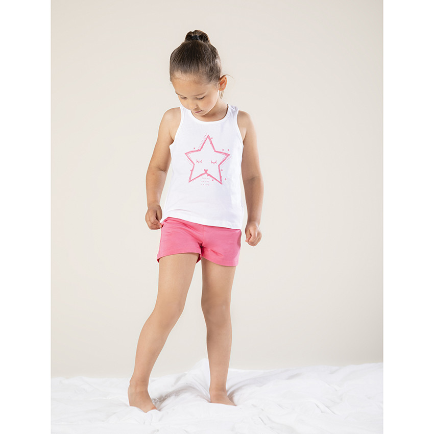Pyjama court print étoile et short rose 