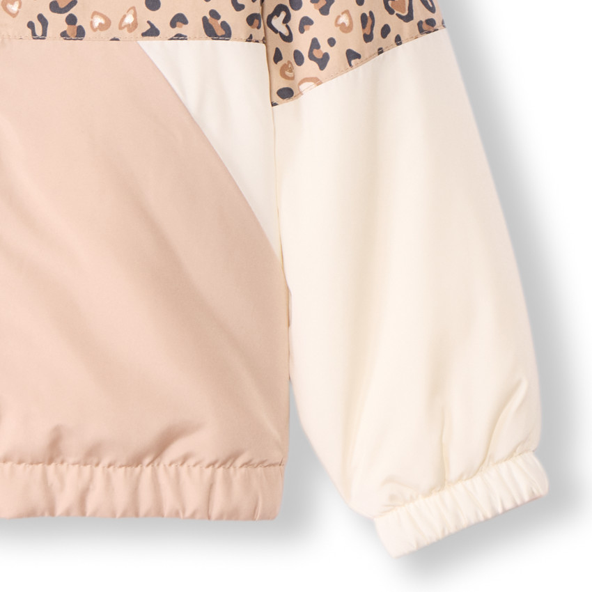 Coupe-vent rétro imprimé cœurs léopards pour fille 