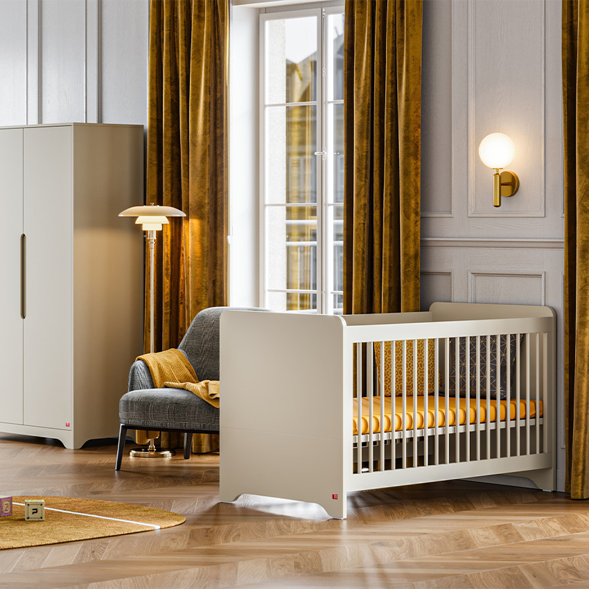 Lit bébé 60 x 120 cm Ova gris-beige 