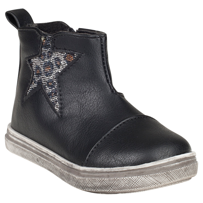 Bottillons aspect cuir avec élastique imprimé léopard brillant 