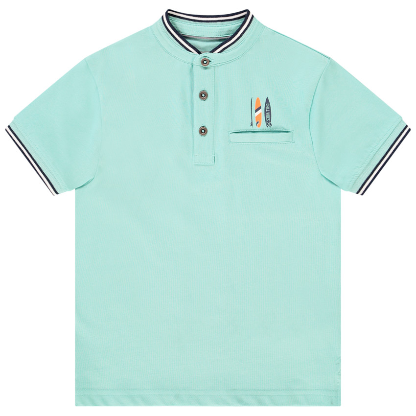 Polo manches courtes col mao print surfs pour garçon 