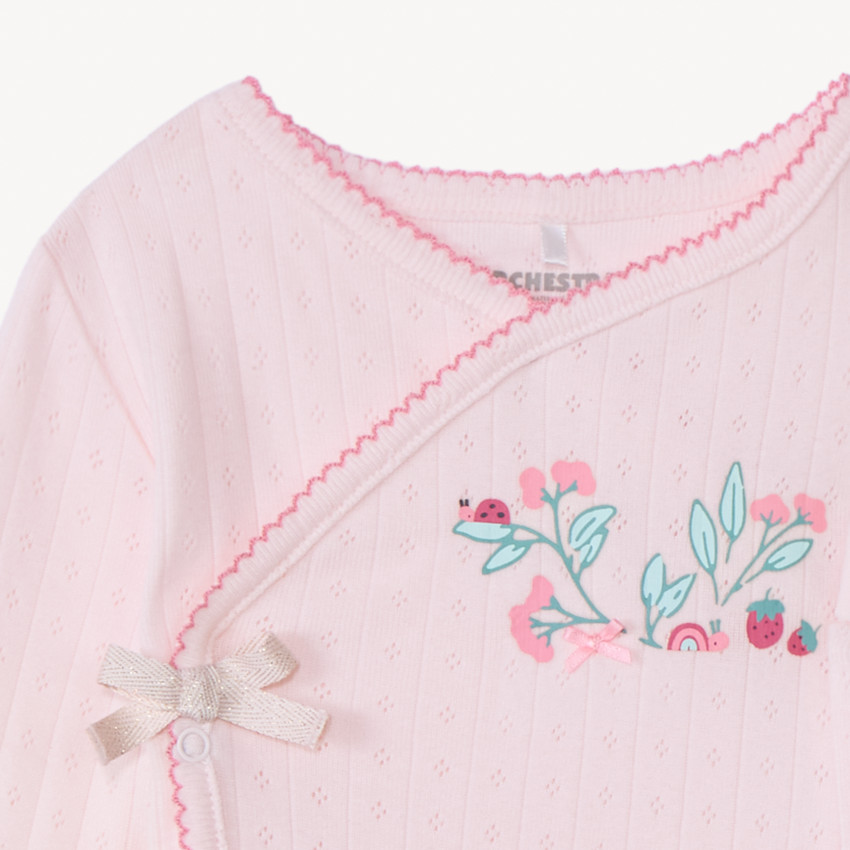 Ensemble 3 pièces évolutif en pointelle pour bébé fille 