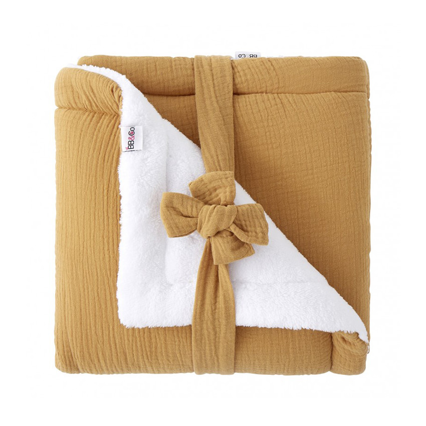 Couverture gaze de coton et microfibre Noisette 