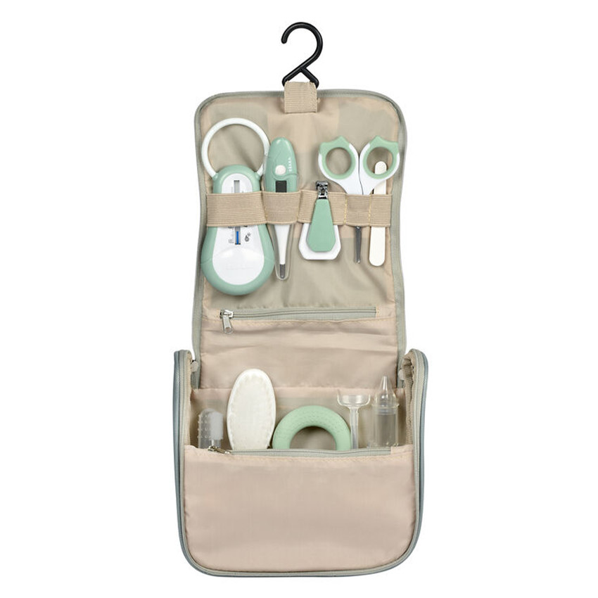 Trousse de toilette bébé - Nomade - 9 accessoires - Vert sauge
