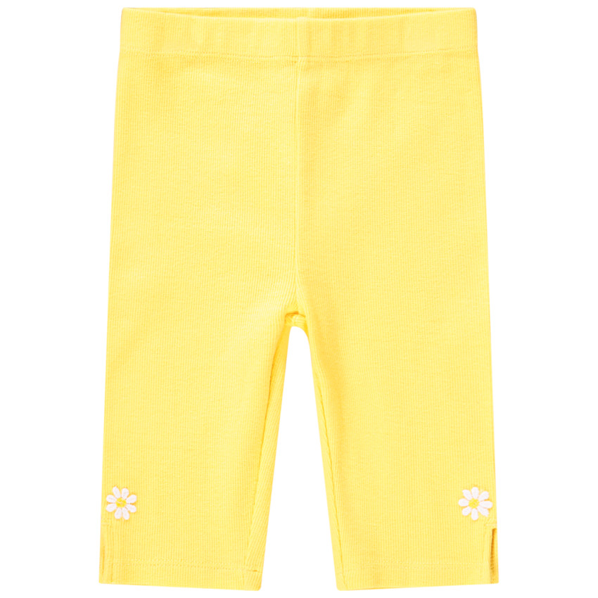 Corsaire côtelé et fleurs brodées pour bébé fille