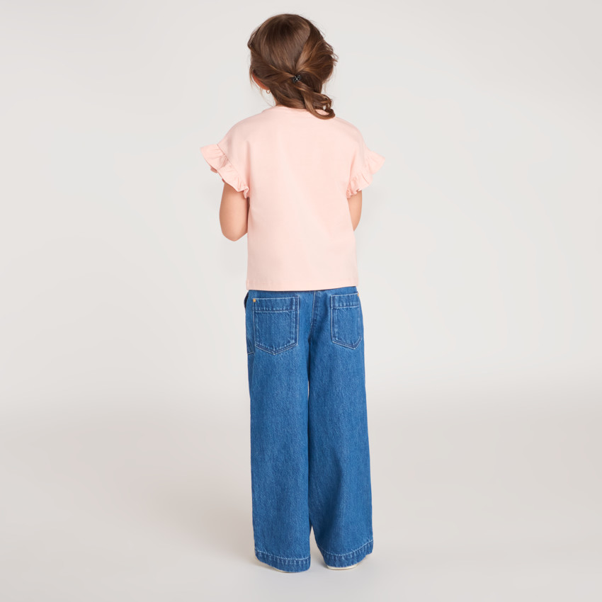 Jean large en denim avec poches plaquées pour fille  