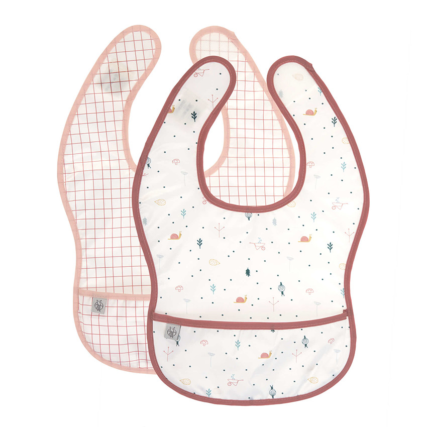 Lot de 2 bavoirs plastifiés avec poche Garden Explorer Escargot  