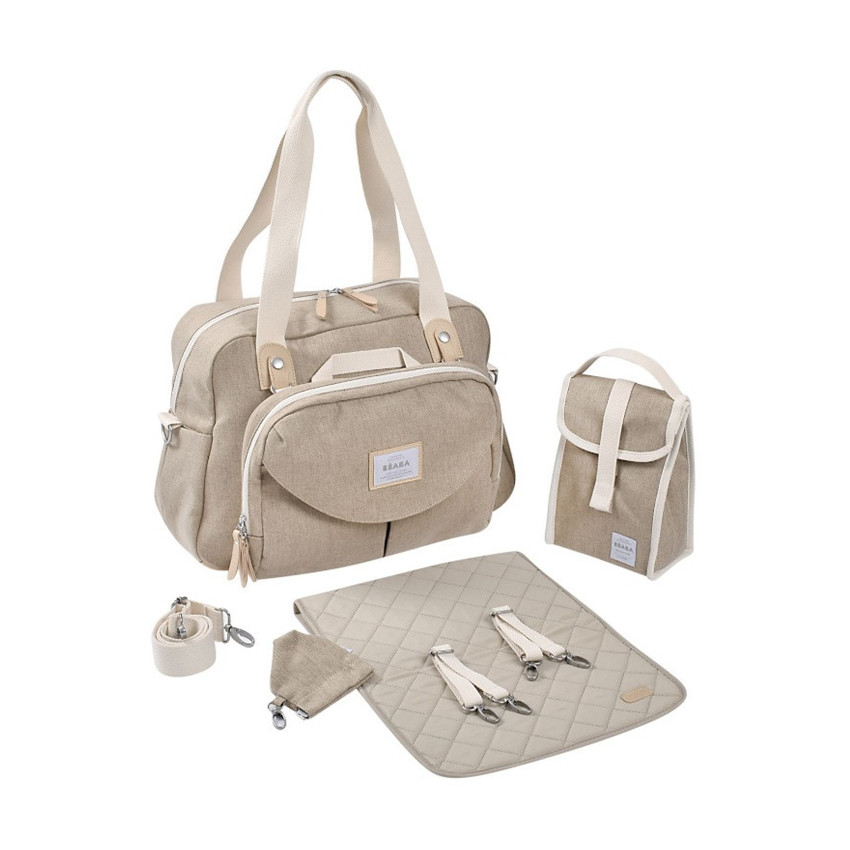 Sac à langer + accessoires Genève II Eco terre d'argile - Beige chiné (Béaba) - Image 1