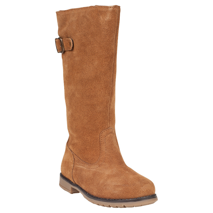 Bottes en cuir suédé camel avec boucle fantaisie 