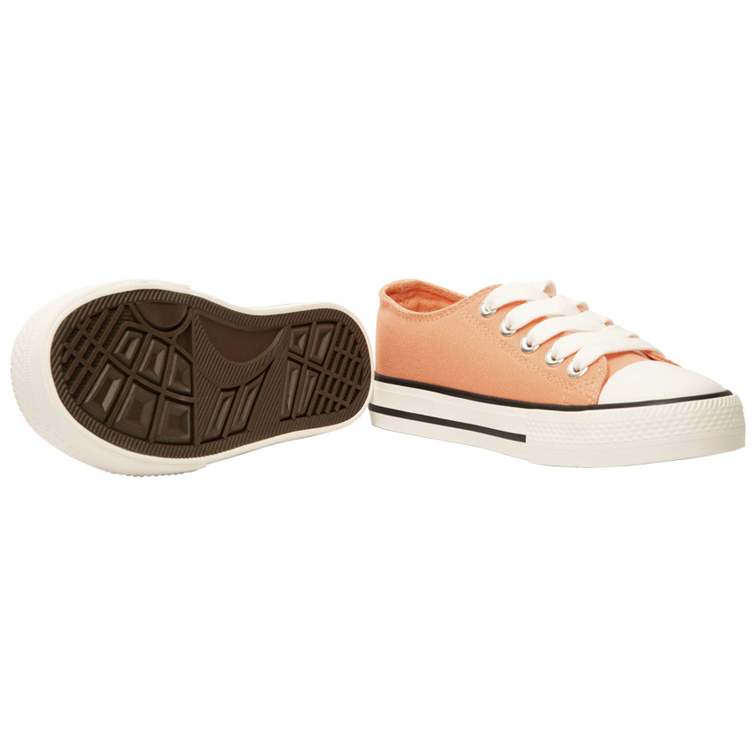 Baskets basses en toile corail avec lacets pour fille 