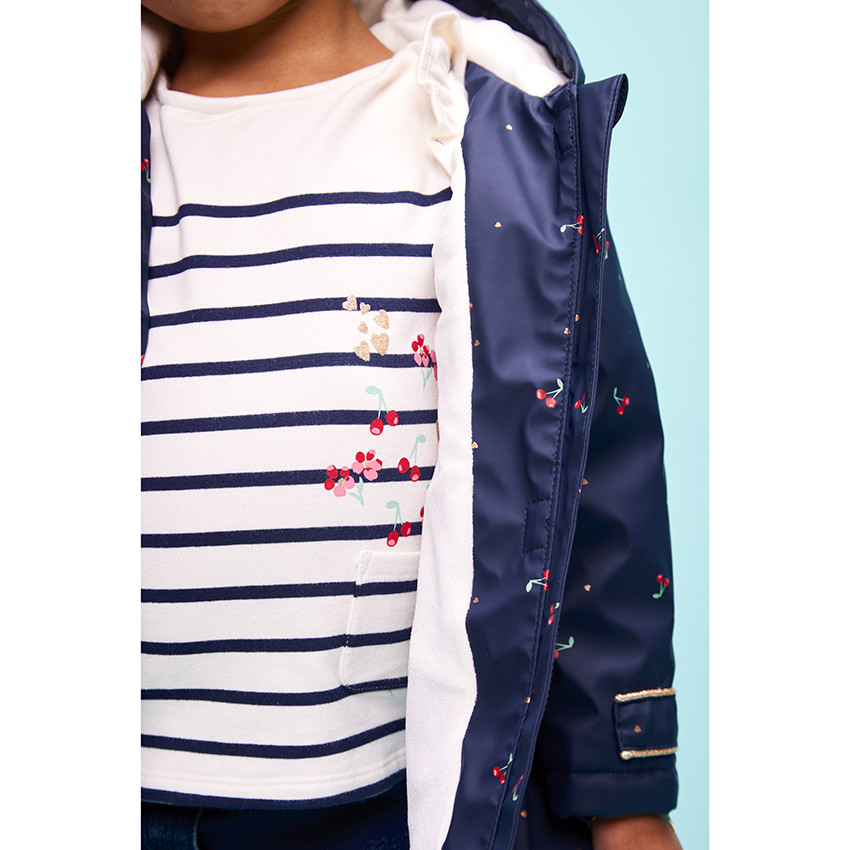 Parka gomme déperlante imprimé cerises pour bébé fille 