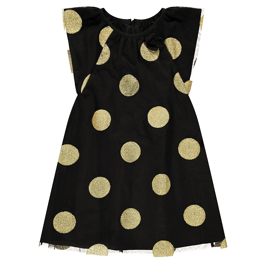 Robe de fête sans manches en tulle avec pois pailletés  