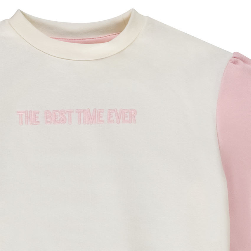 Sweat effet color block avec broderie pour fille 