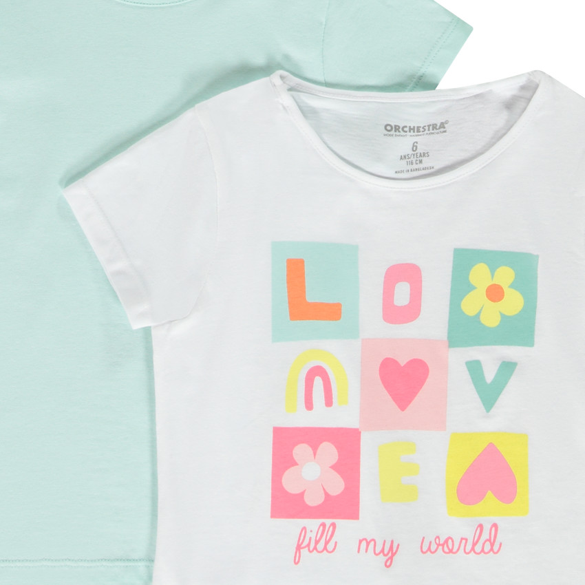 Lot de 4 t-shirt manches courtes fantaisie pour fille 