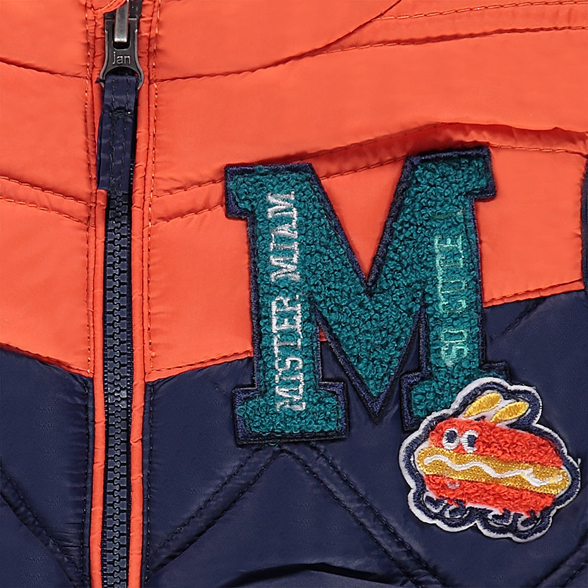 Doudoune sans manches avec badges hot dog et hamburger 