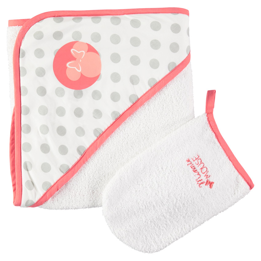 Set de bain cape et gant de toilette print Minnie Disney 