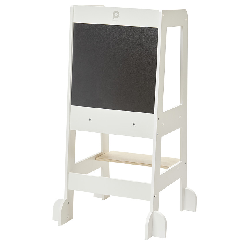 Tour d'apprentissage Premissori avec tableau noir en bois blanc 