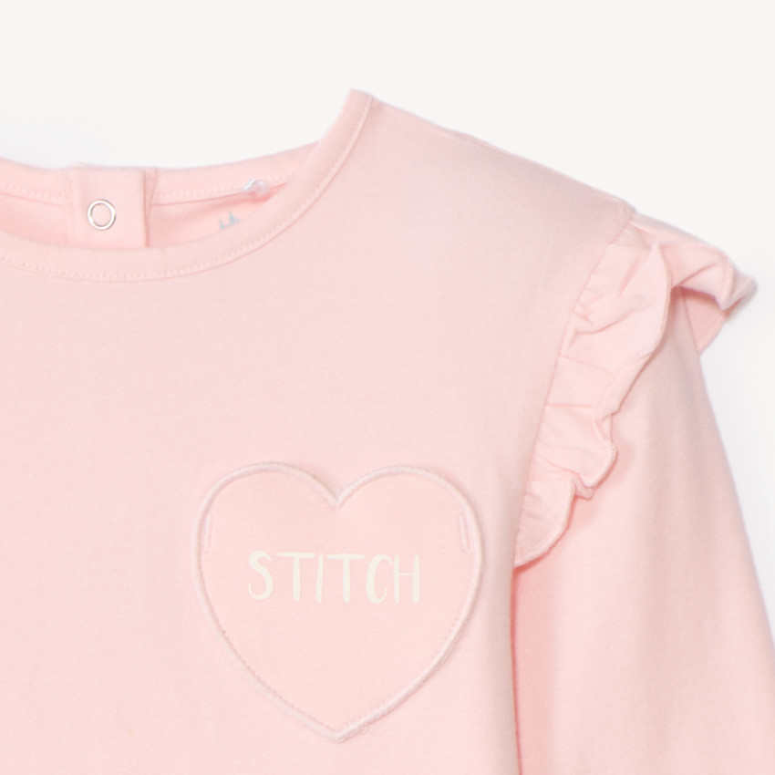 T-shirt manches longues Stitch Disney pour bébé fille 