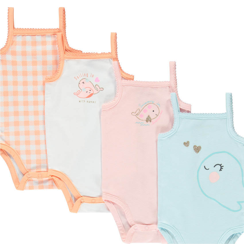 Lot de 7 bodies débardeurs fantaisie pour bébé fille 