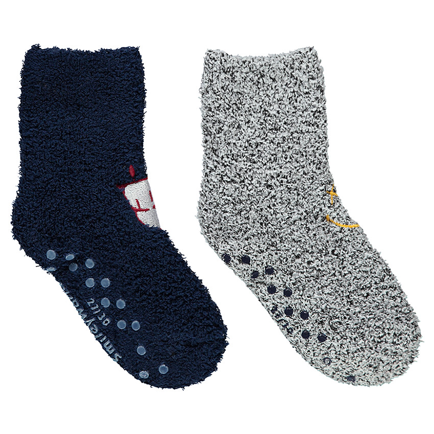Lot de 2 paires de chaussettes en bouclette avec motifs brodés SmileyWorld 