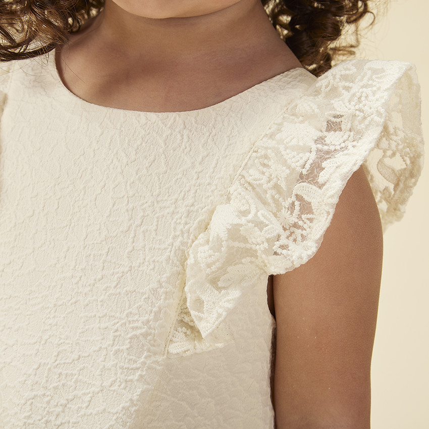Robe de cérémonie en jacquard à manches brodées pour bébé fille 