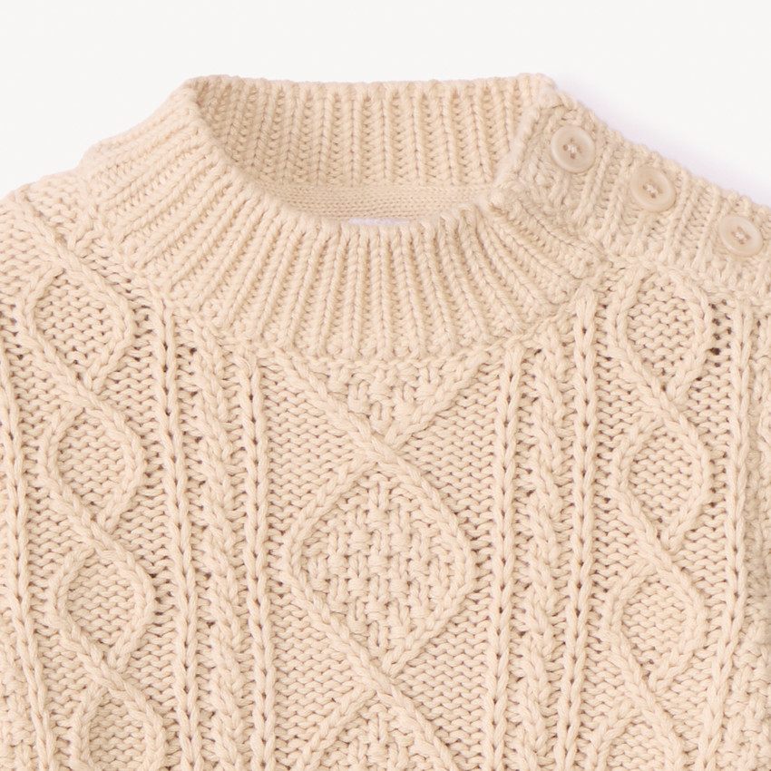 Pull en tricot torsadé et col montant pour bébé garçon 