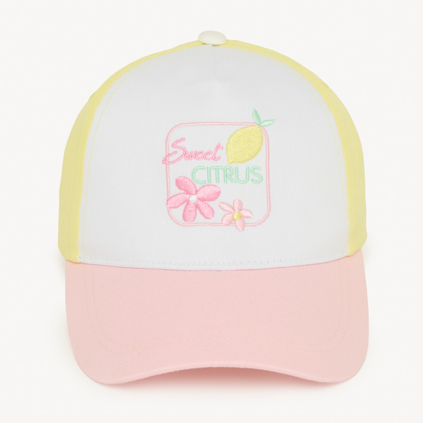 Casquette en twill effet color block broderie citron pour fille 