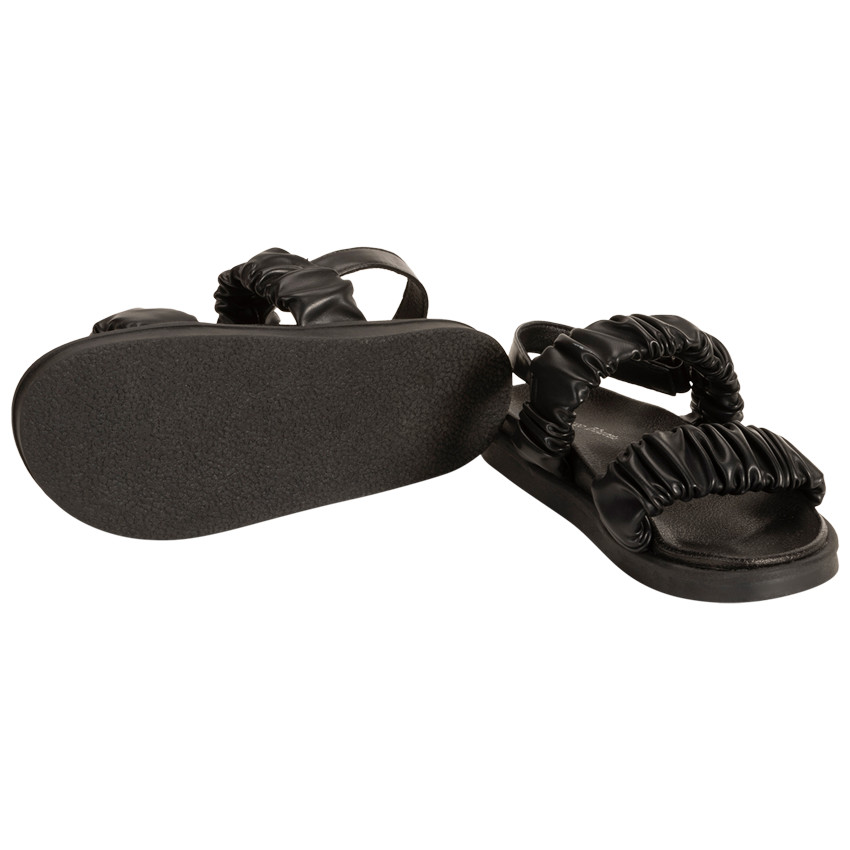 Sandales en simili cuir à grosses brides effet plissé pour fille 